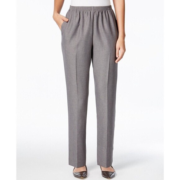Alfred Dunner Women's Classics Pull-On Straight-Leg Pants Gray Size 14 - Picture 1 of 6